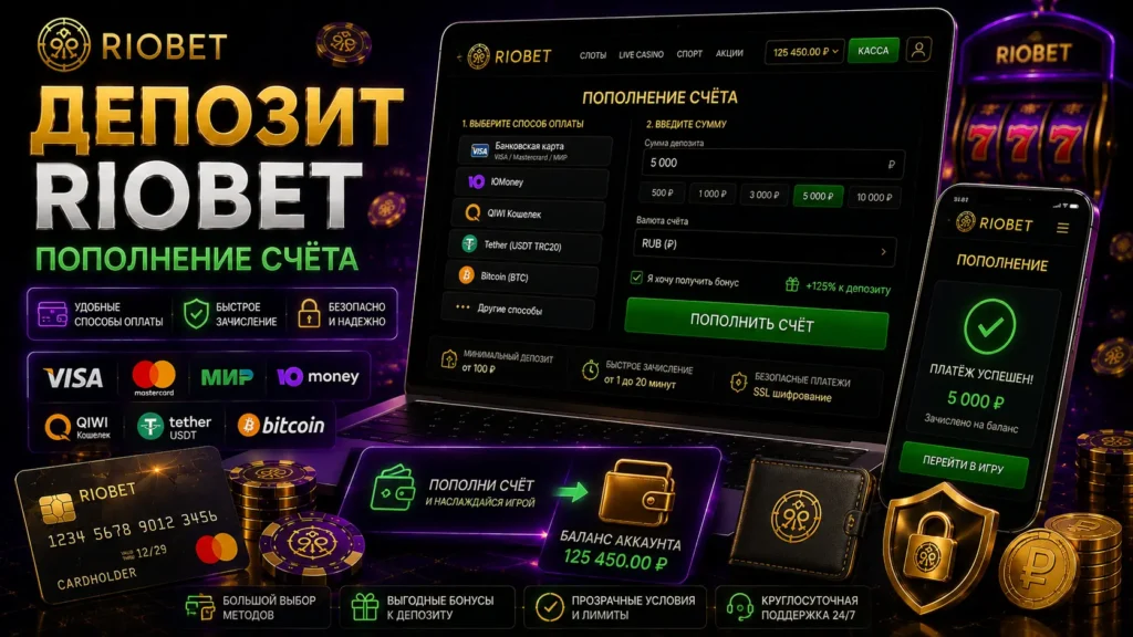 Депозит Riobet — пополнение счёта и способы оплаты