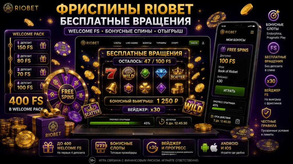 Фриспины Riobet — бесплатные вращения и Welcome FS