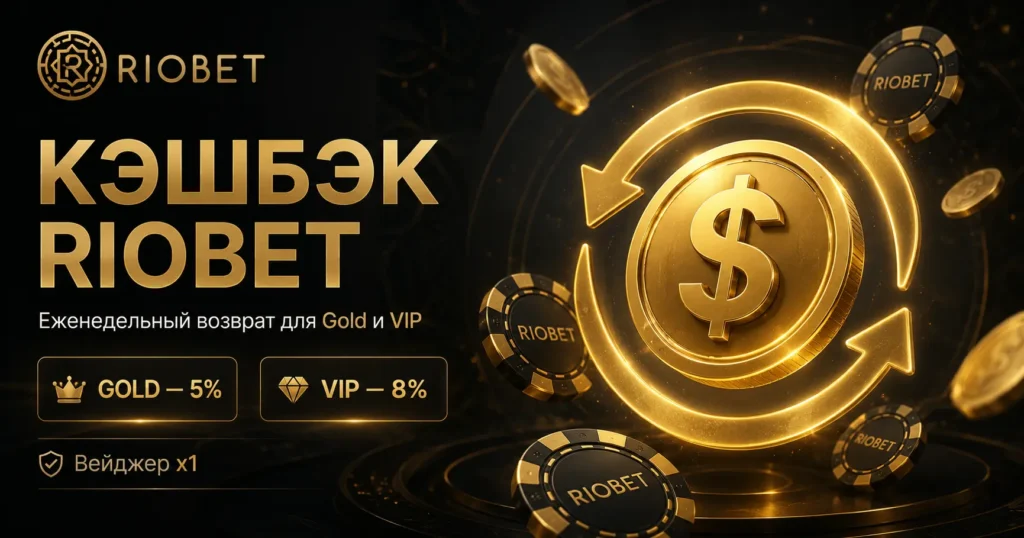 Кэшбэк Riobet — 5% для Gold и 8% для VIP