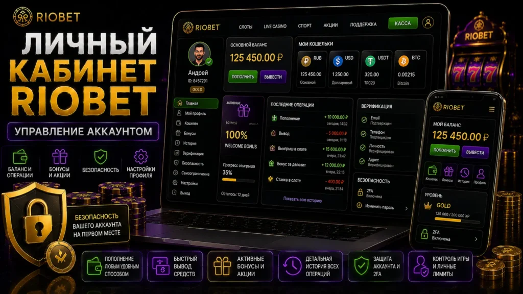 Личный кабинет Riobet — баланс, профиль и настройки аккаунта