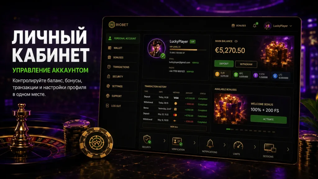 Личный кабинет Riobet